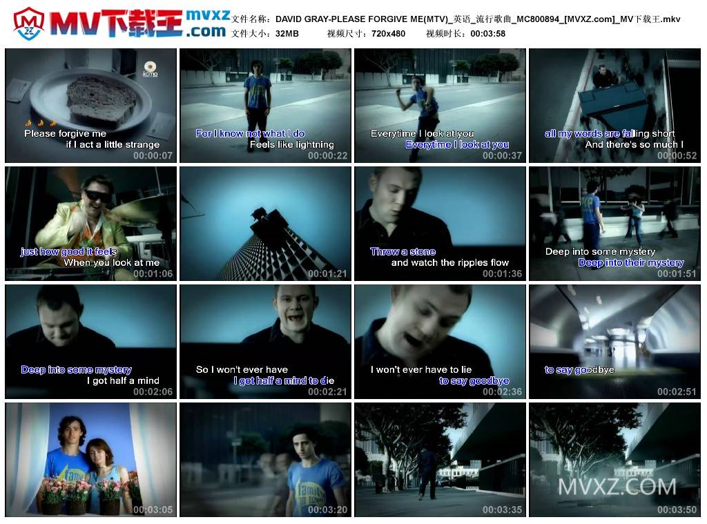 DAVID GRAY-PLEASE FORGIVE ME(MTV)_英语_流行歌曲_MC800894